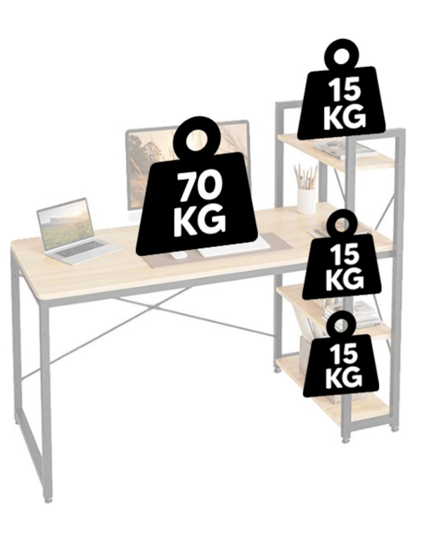 Sort loftcomputerbord med metalhylder til kontor eller skole
