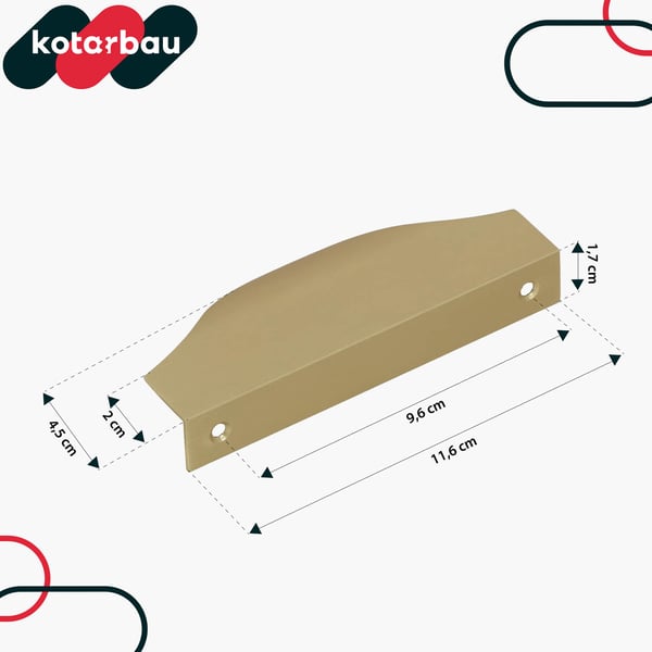 KOTARBAU Modern Edge möbelhandtag aluminium matt guld 96/116 mm set om 6