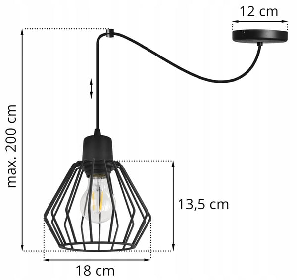 Hængelampe, loftslysekrone, trådskærm, LED