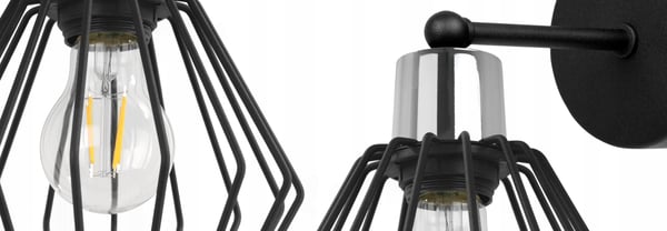 VÆGLAMPE, FIRKANTET LAMPE, METALLAMPE, TRÅD, LED