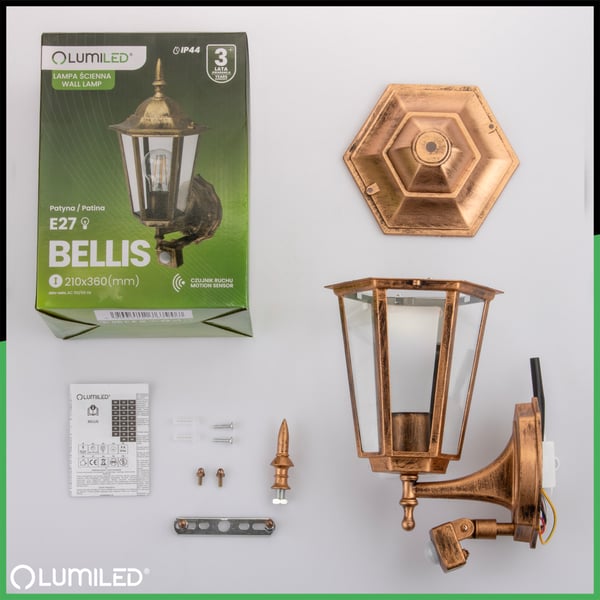 Utomhusklinkel Belysning Vägglampa Yttre E27 LED Lykta Rörelsesensor BELLIS LUMILED