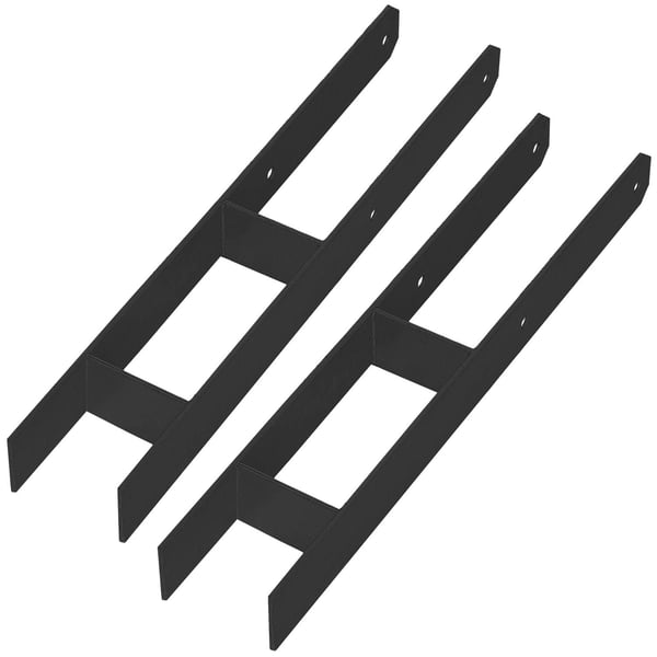 KOTARBAU® H-stolpestykke til vægmontering, ankerplade, sort galvaniseret stål, 100 mm, 2-pak