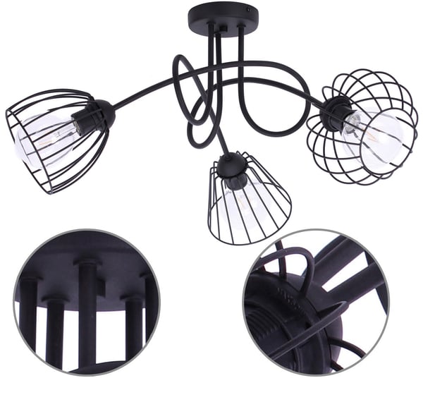 Taklampa med olika skärmar Loft Retro E27