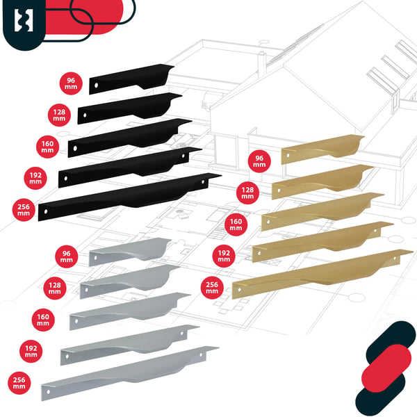 KOTARBAU modern möbelhandtag aluminium matt guld 96/116 mm set om 2