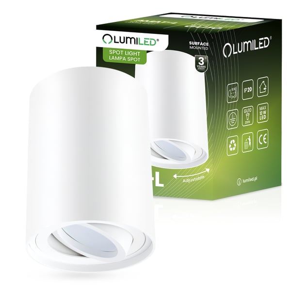 Väggmontering halogenspot spotljus rörlig GU10 rund vit 115mm AMAT-L LUMILED Väggmontering halogenspot spotljus rörlig GU10 rund vit 115mm AMAT-L LUMILED