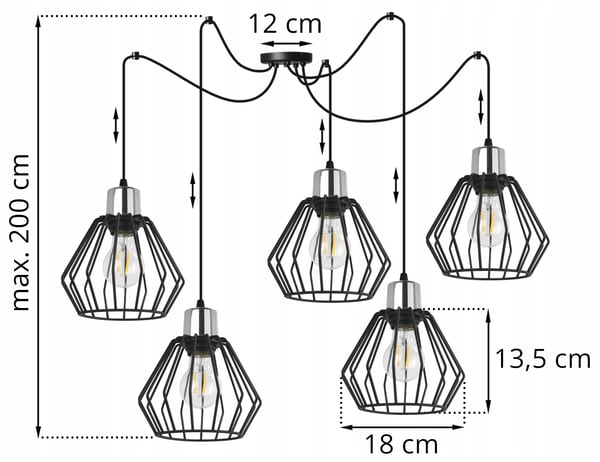 Hængelampe, loftslysekrone, trådskærm, LED