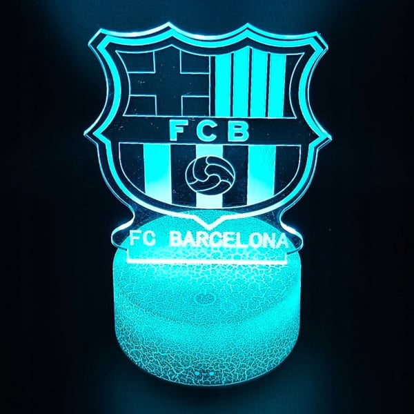 Nattlampa för barn FC Barcelonas vapensköldslogotyp 16 LED 3D + fjärrkontroll