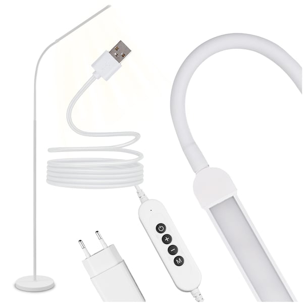 Golvlampa LED 14W CCT dimbar med höjdjustering LONGA 2 vit LUMILED