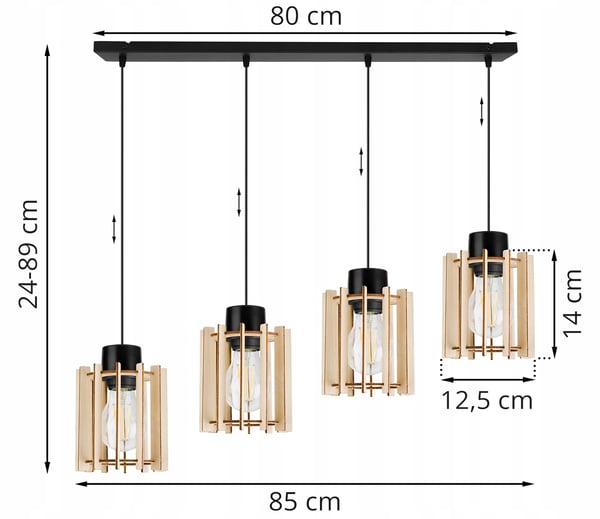 Hængende lampe, loftslysekrone, træ, LED lampeskærm