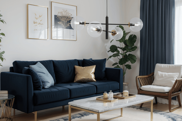 VICENZA SORT OG GULD HÆNGELAMPE 4 FLAD KLAR LAMPE E14