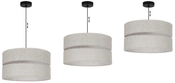 DUO SORT HØRHÆNGELAMPE 1 FLAD LAMPE BEIGE L01 LAMPESKÆRM 40CM