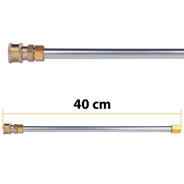 Sæt med 7 lanser/forlængere til højtryksrensere, inklusive en 30° vinklet lanse + 5 dyser med en 1/4” lynkobling, 250 bar
