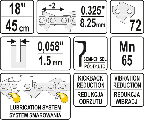 SAVKÆDE 18'' .325 1.5MM 72T - YT-84943