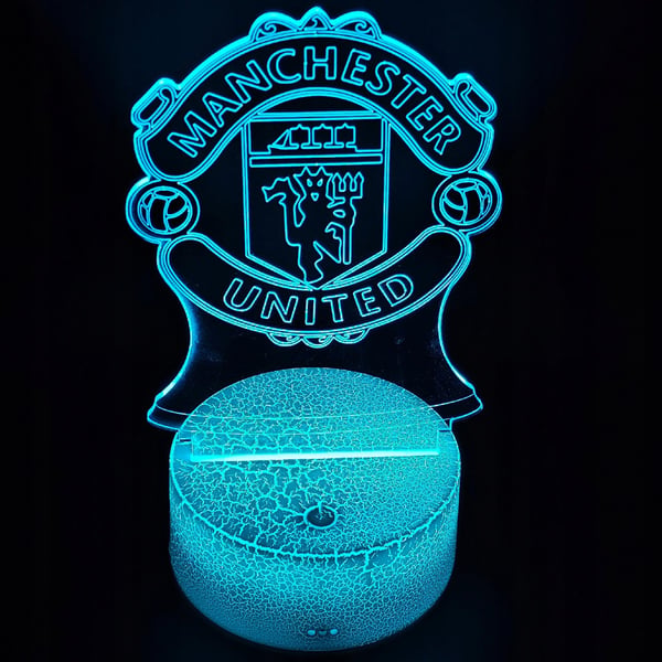 Manchester Uniteds vapensköld nattlampa för barn 16 LED 3D + fjärrkontroll