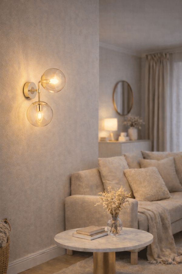 Jacob Beige Glasvägglampa 2xE27