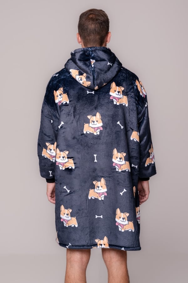 CORG filttröja stor storlek varm tjock 2in1 XXL svart lurvig