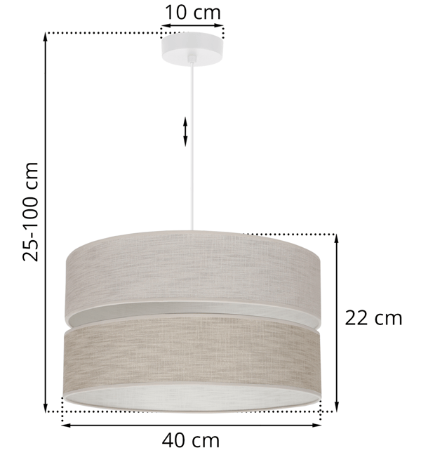 DUO HVID HØR HANDLAMPE 1 FLAD LAMPE BEIGE L06 40CM