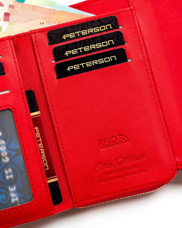 Damplånbok i ekoläder med tryckknapp och dragkedja - Peterson