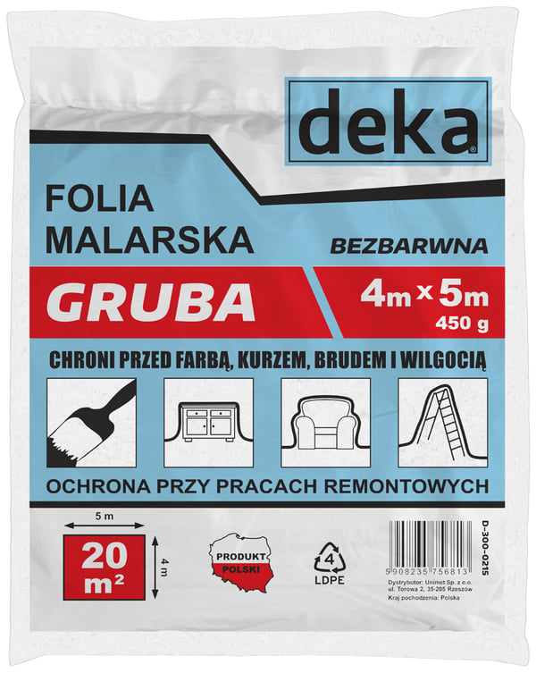 TYK MALEFOLIE, FARVELØS, 4*5M, 450G - D-300-0215