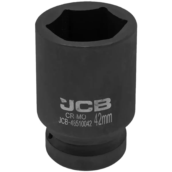 JCB SLAGTOPPENØGLE dyb 1" 42 mm 6-punkts Cr-Mo topnøgle