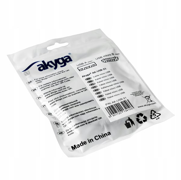 Akyga AK-USB-21 USB 2.0-kabel USB A(hane) - micro-USB B(hane) 1m svart