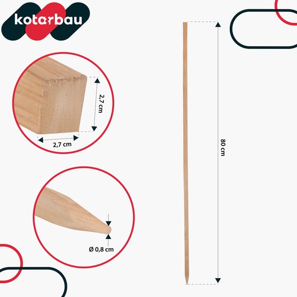 KOTARBAU® træstøtter til tomater og grøntsager, 80 cm, 20 stk