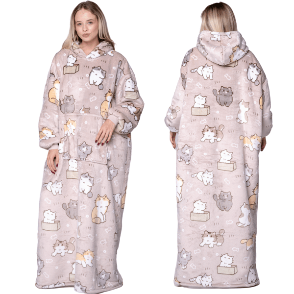 BLANKET collegepaita Ylisuuri lämmin Paksu peitto collegepaita 2in1 XXL pitkä kissakuvioinen karvainen [KB-XL7]