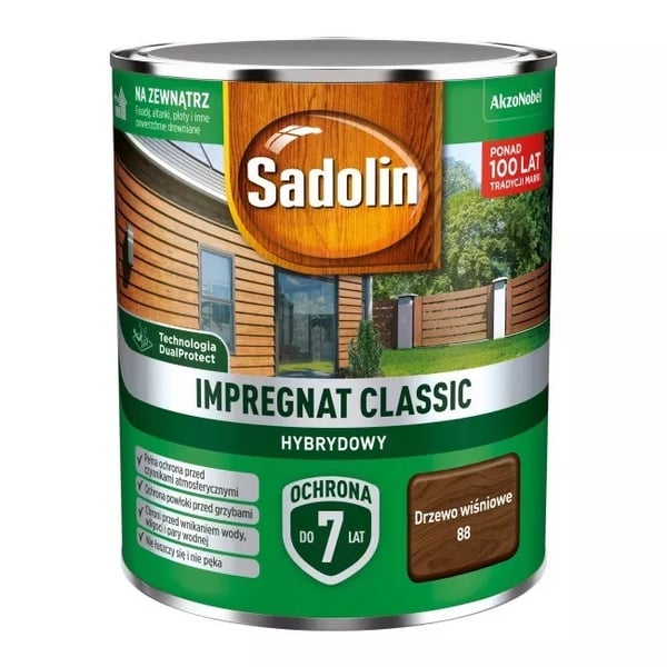 SADOLIN IMPREGNAT CLASSIC HYBRYDO 7 ÅR KIRSEBÆR 0,75 - 5 POSER SKUBBER 0,7