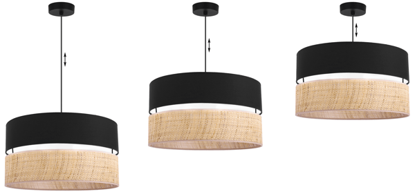 RATTAN DUO SORT HÆNGELAMPE, RATTAN SORT LAMPESKÆRM