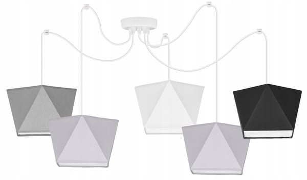 Lofthængende lampe med loftskrone og edderkopskærm
