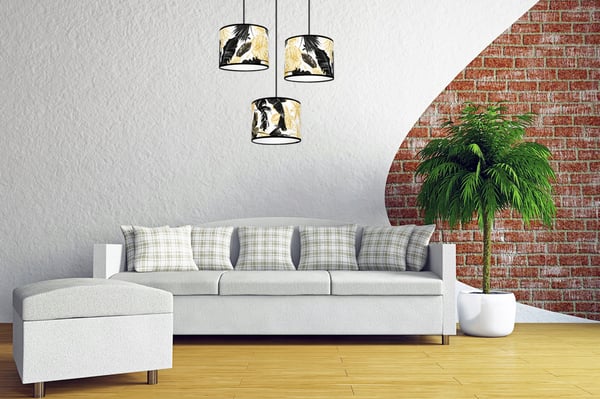 Lofthængende lampe, lampeskærm, gyldne blomster, LED