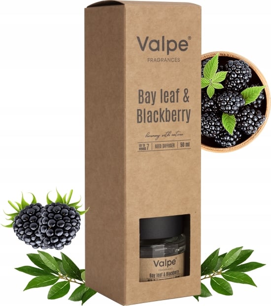 VALPE aromadiffuser med pinde laurbærblad - bjørnebær 50 ml