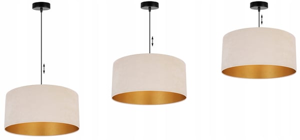 HÆNGENDE LAMPE LOFTSKRONE GYLDEN FLØJLSSKÆRM