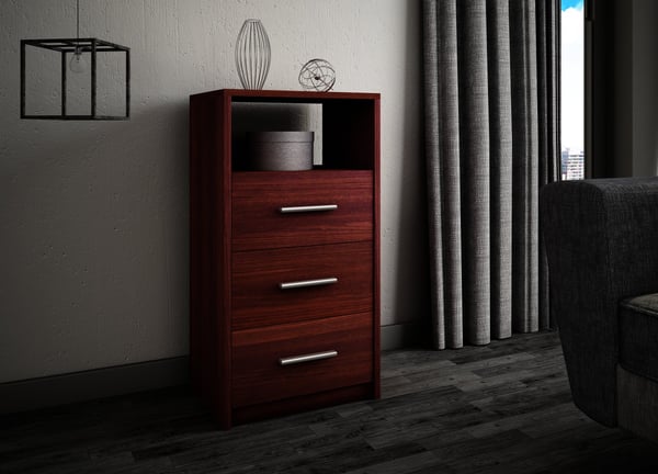 Kommode 3SO venge wenge skab 40 cm skuffer hylde