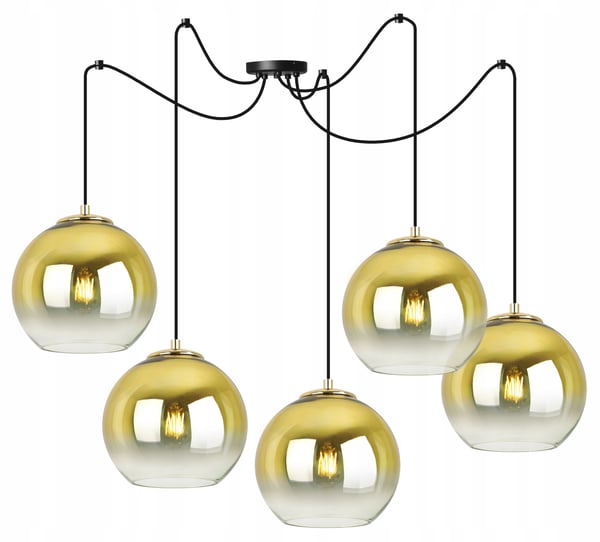 HÆNGELAMPE, LOFTKRONE, GYLDEN LAMPESKÆRM, 20 CM