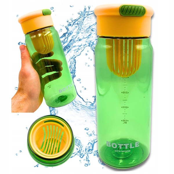 Urheilujuomapullo vedelle ja juomille kestävä mittakaavalla ja suodattimella 650 ml