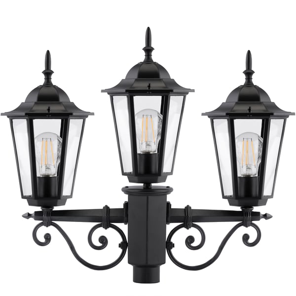 Udendørs havelampe 3xE27 POST LANTERNE 2m Sort BELLIS LUMILED
