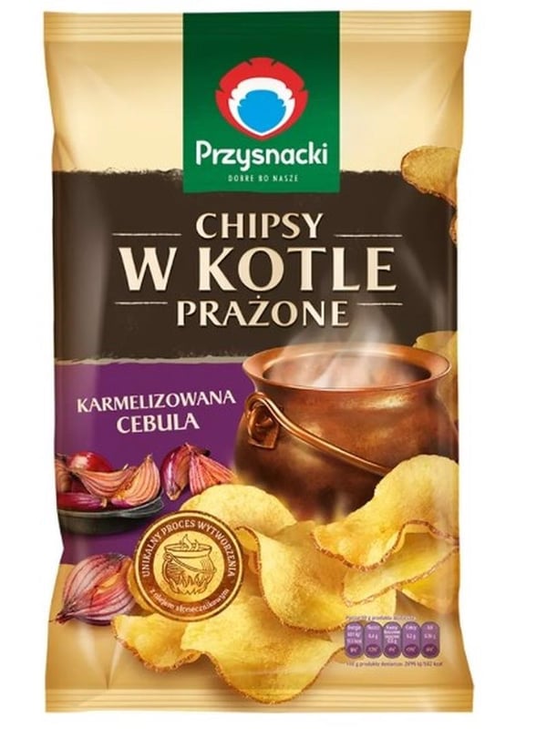 Przysnacki Paahdetut perunalastut karamellisoidulla sipulilla maustettuina 125 g Przysnacki Paahdetut perunalastut karamellisoidulla sipulilla maustettuina 125 g