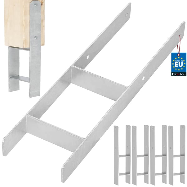 KOTARBAU H-pelarfod til vægmontering, konsol, galvaniseret stålankre, 160 mm, 4-pak