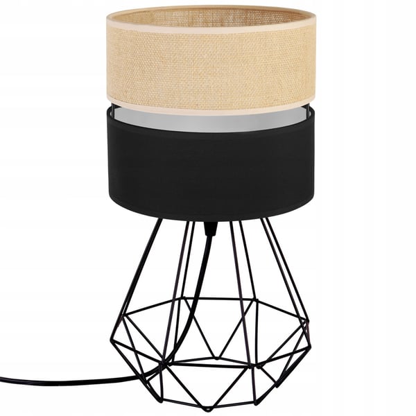 BORDLAMPE I JUTE SKÆRM 20 CM SORT