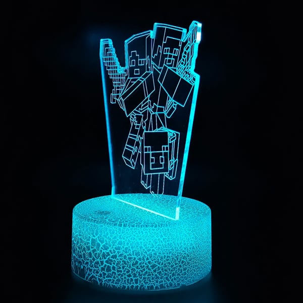 Pöytäyövalaisin lapsille Minecraft Creeper 16 LED 3D + kaukosäädin