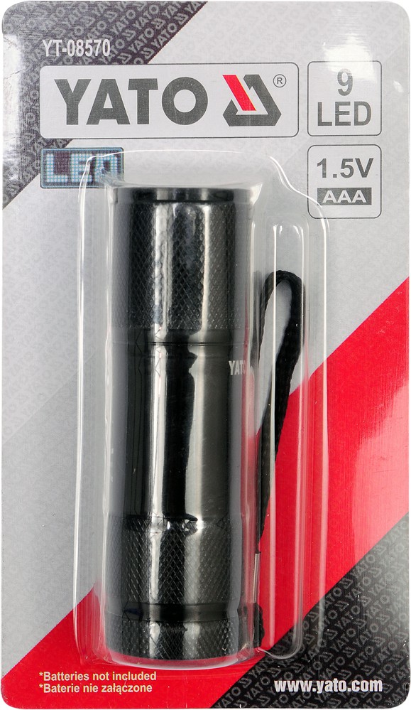 ALUMINIUMSLOMMELYGTE, 9 LED'ER, SORT - YT-08570