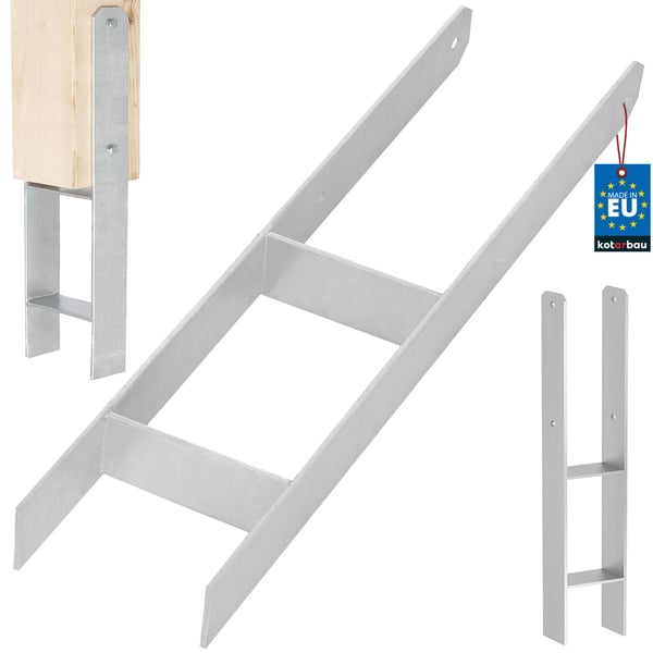 H-formet søjlefod til indstøbning, konsol, galvaniseret stålankær, 140 mm