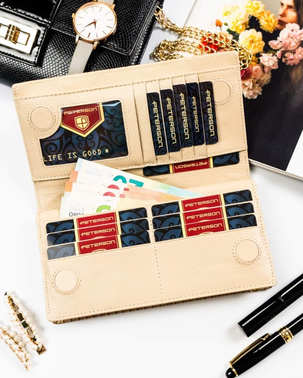 Damplånbok i läder+PU PTN PS1431-CRV-2364 Khaki