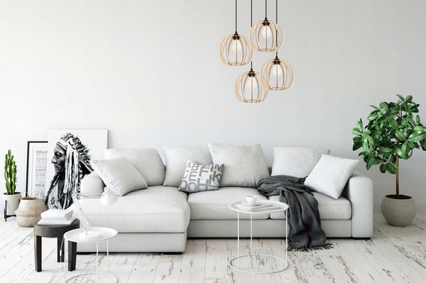 MODERN LED-TAKLAMPA I TRÄ