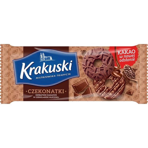 Krakuski Czekonatki kaakaokeksit maitosuklaassa 165 g Krakuski Czekonatki kaakaokeksit maitosuklaassa 165 g