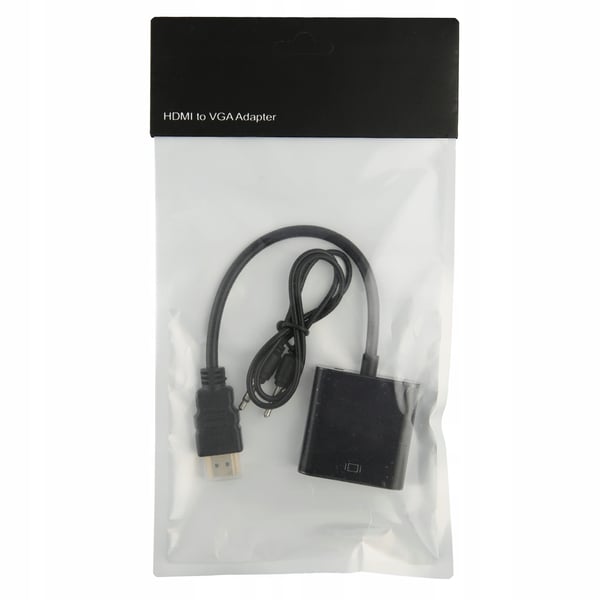 ADAPTERKONVERTER FRA HDMI TIL VGA SKÆRMADAPTER + AUDIO MINIJACK