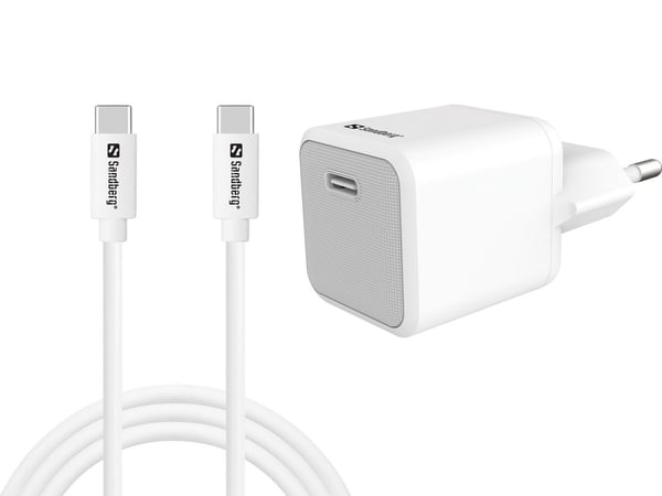 Sandberg USB-C oplader med USB-C til USB-C kabel 1m V-6FUTP-05Y, 441-58