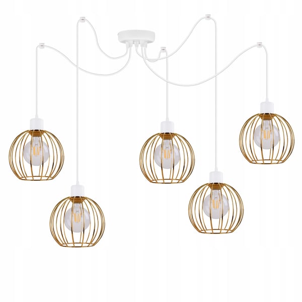 Lofthængende lampe med lysekrone i gylden edderkop-stil