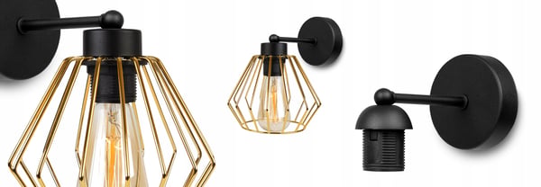ELEGANT RETRO VÆGLAMPE MED TRÅD GULD LOFT